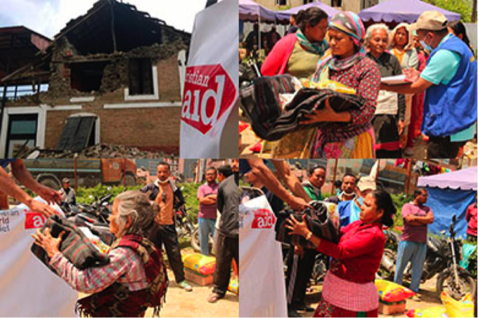 Christian Aid partners distribute blankets, tarpaulins and food in Kirtipur, Kathmandu Valley.